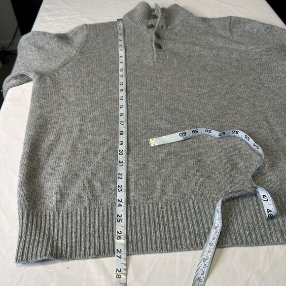 J.Crew Gray Mock Neck Popover Sweater Mens Large Lambswool Angora Cashmere Blend - Picture 9 of 10